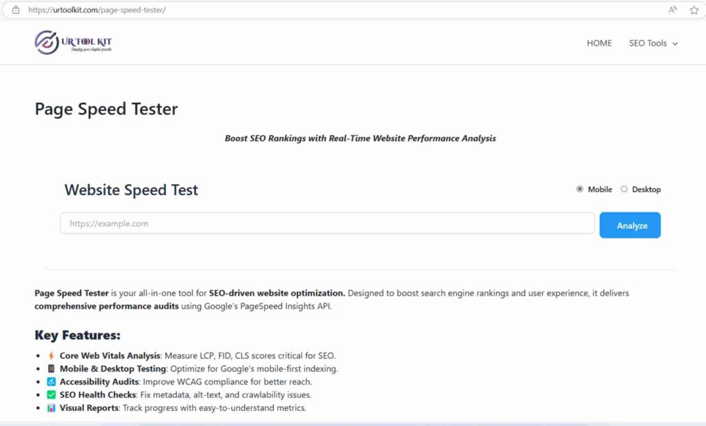 Page Speed Tester